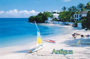 This postcard image of a beautiful white-sand beach in Antigua, West Indies was taken by John Penrod.  The original unused card is for sale in The unltd.com Store.
